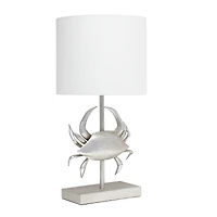 Simple Designs™ 18" Brushed Nickel Pinching Crab Table Lamp with White Shade