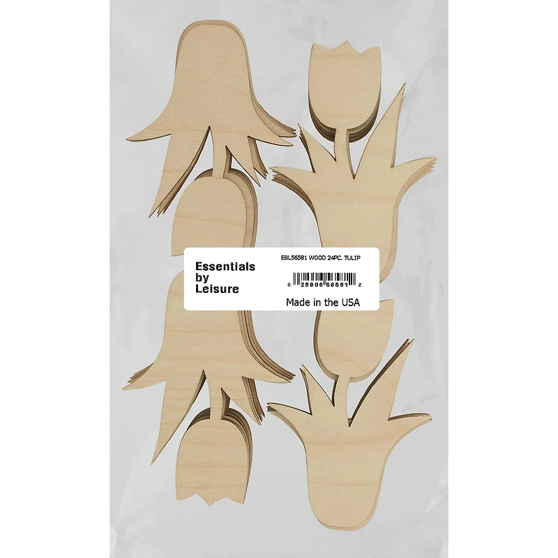 Essentials by Leisure Arts 24 Pack 2.5" x 3.63" Tulip Flat Wood Shape