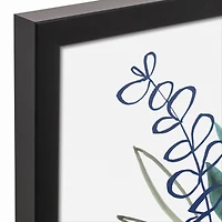 Blue Potted Plant Canvas Wall Art in Black Frame