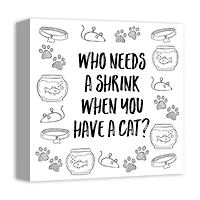 Who Needs A Shrink Cat Canvas Wall Art
