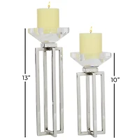 Silver Stainless Steel Glam Candle Holder Set