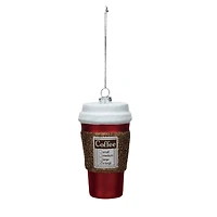 Hello Honey® 4.5" Glass Coffee To Go Cup Glitter Ornament