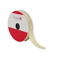 5/8" x 30ft. Cream & Gold Threaded Lace Ribbon by Celebrate It®