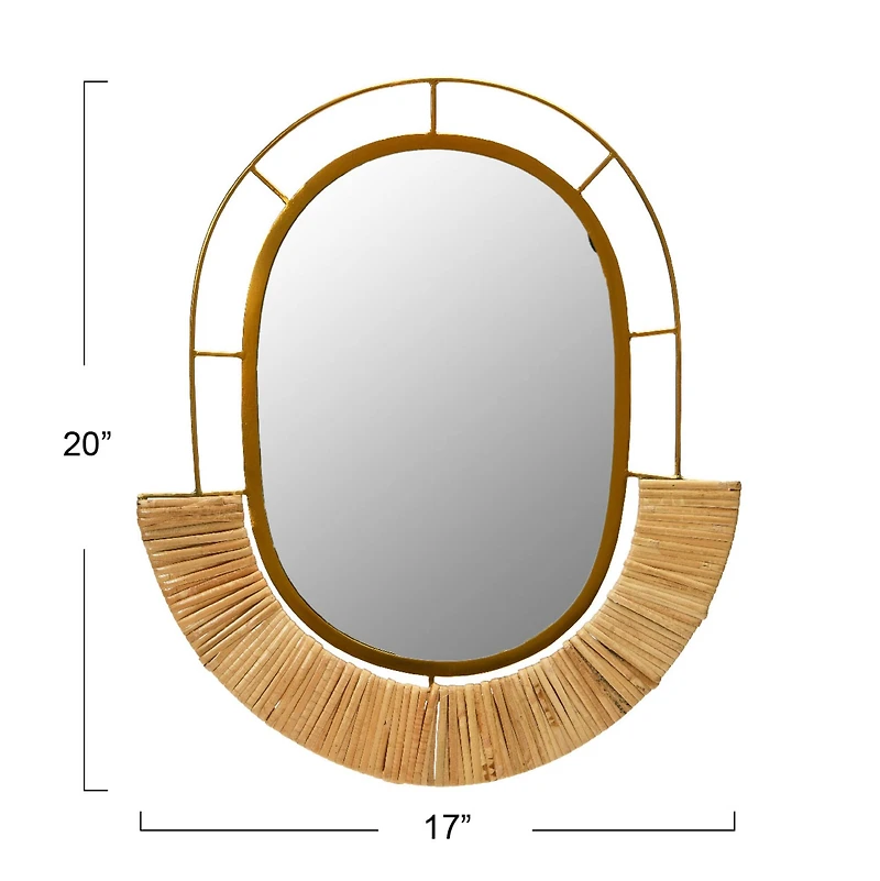 Hello Honey® Natural Oval Metal & Cane Framed Wall Mirror