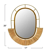 Hello Honey® Natural Oval Metal & Cane Framed Wall Mirror