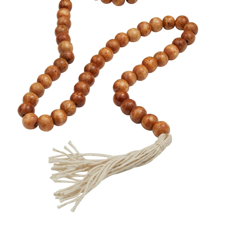 Brown Wood Bohemian Bead Garland 82" x 1" x 1"