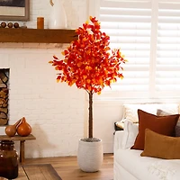 6ft. Pre-Lit Autumn Artificial Fall Tree with 300 Warm White LED Lights