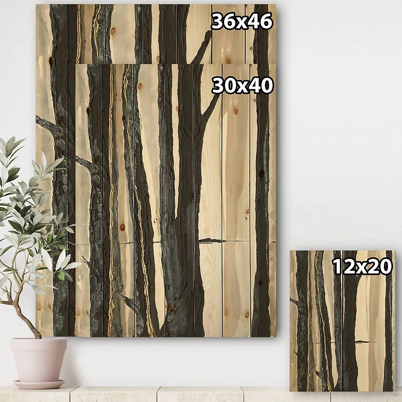 Designart - Forest Silhouette II - Modern Farmhouse Print on Natural Pine Wood