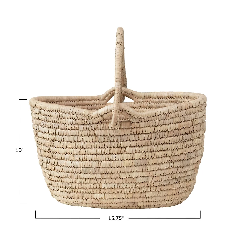 Hello Honey® Hand-Woven Grass & Date Leaf Basket with Handle