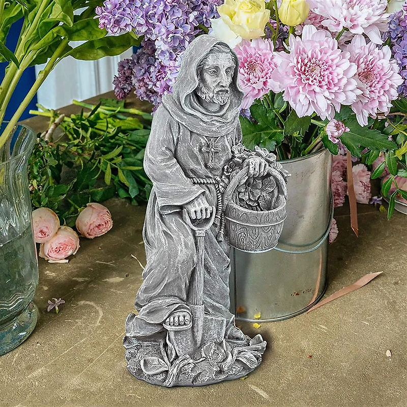Design Toscano 16" St. Fiacre the Gardener's Patron Saint Outdoor Statue