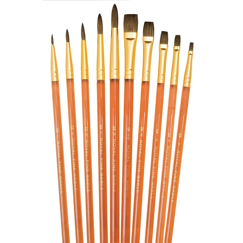 Royal & Langnickel® Sable 10 Piece Brush Set, Shaders & Rounds