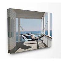 Stupell Industries Blue & White Striped Hammock on the Beach House Porch Canvas Wall Art