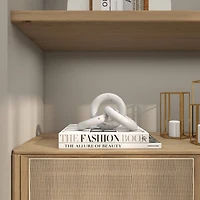 10" White Marble 3 Link Chain Sculpture Décor