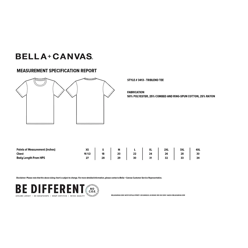 BELLA+CANVAS® Adult Unisex Tri Blend T-Shirt