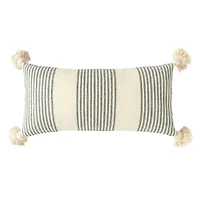 Hello Honey® Cream & Gray Striped Pillow with Tassels