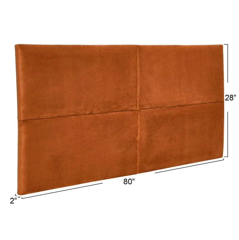 Hello Honey® NoSom Terra Cotta Sound Reducing 4-Panel Velvet Upholstered Headboard, King