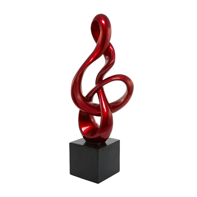 37" Red Swirl Abstract Sculpture
