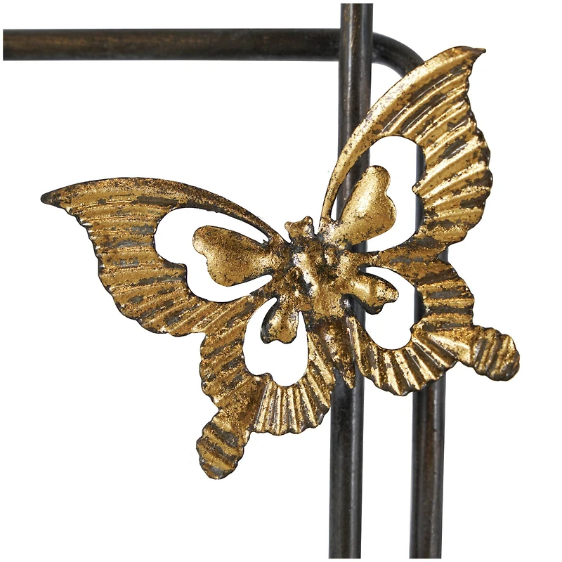 Gold Metal Butterfly Wall Décor with Black Open Rectangles