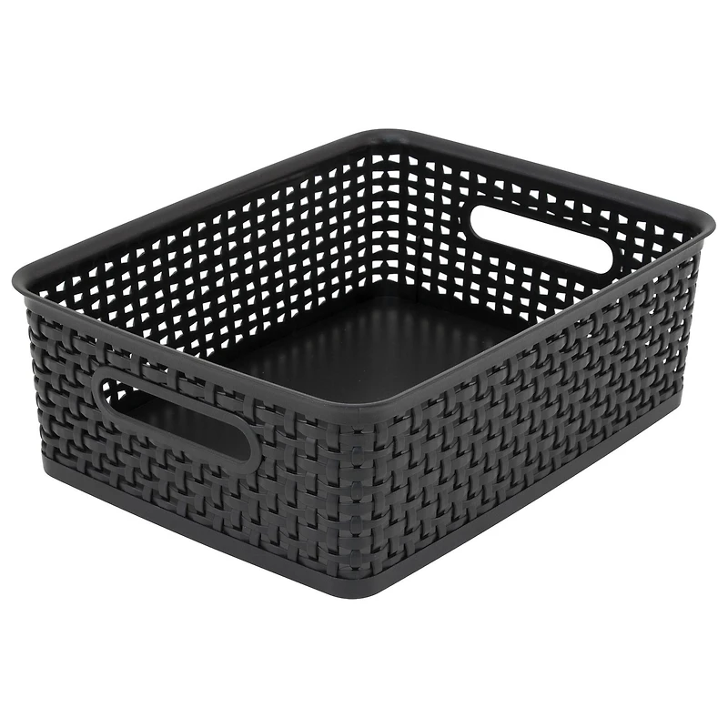 Advantus® Medium Black Plastic Weave Bin, 2ct.