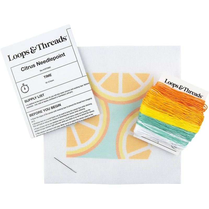 5" x 5" Citrus Needlepoint Kit by Loops & Threads®