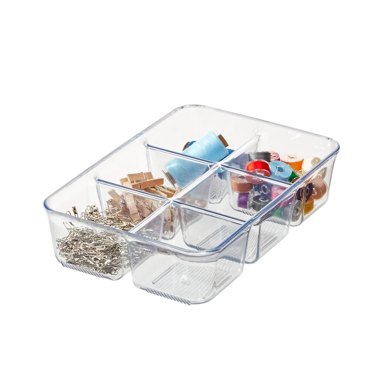 iDesign 6 Compartment Plastic Drawer Organizer