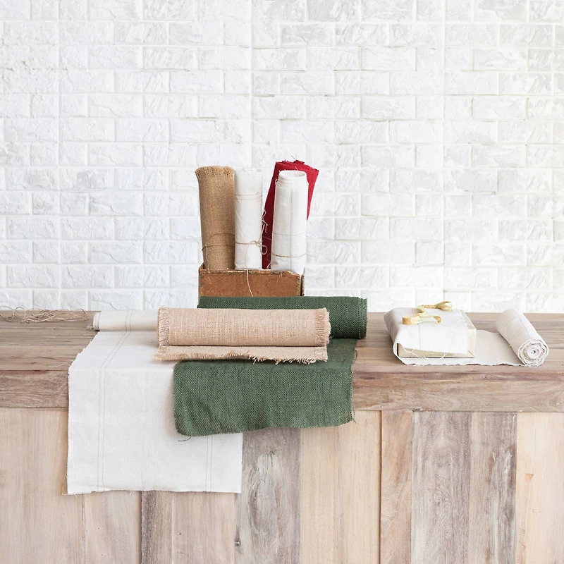 Hello Honey® 6yd. Natural Woven Torn Jute Fabric Roll with Metallic Gold Thread