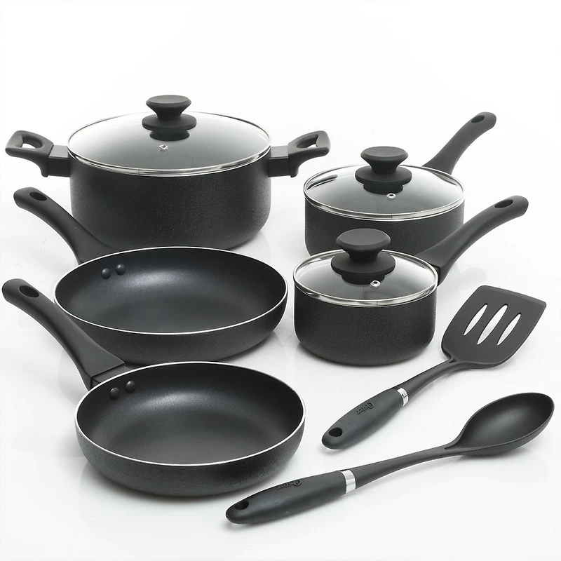 Oster Ashford 10-Piece Black Aluminum Nonstick Cookware Set