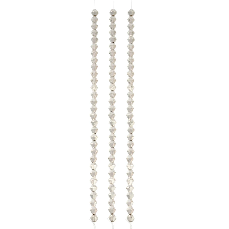 Silver Metal Faceted Bicone Beads, 4mm by Bead Landing™