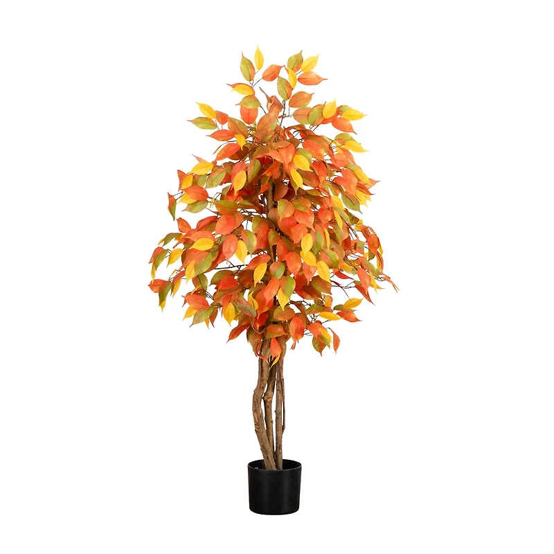 3ft. Orange & Yellow Autumn Ficus Artificial Potted Tree