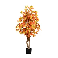 3ft. Orange & Yellow Autumn Ficus Artificial Potted Tree