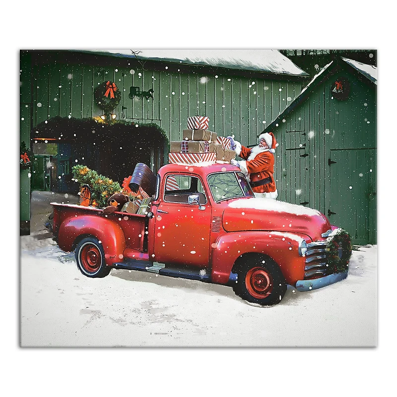 Santa Packing The Truck 24x20 Canvas Wall Art