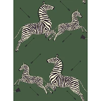 Scalamandre Serengeti Green Zebra Safari Peel & Stick Wallpaper 