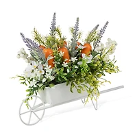 Glitzhome® 12.5" Easter Carrot Metal Wagon Centerpiece