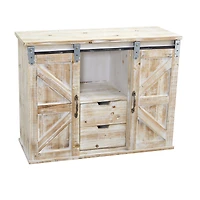 2.5ft. White Wash Wide Double Barn Door Console