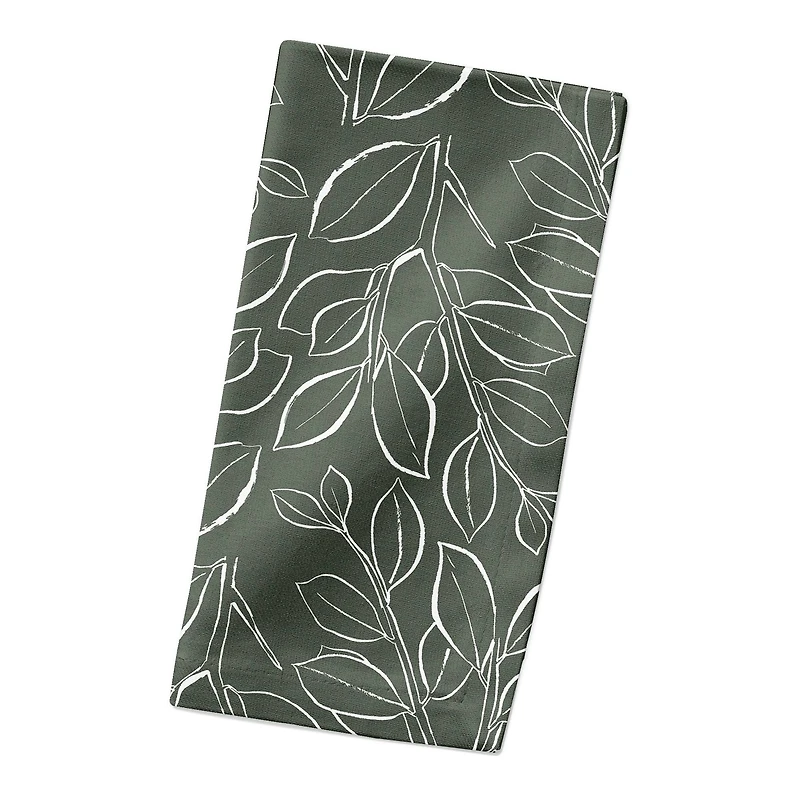 Sage Lined Leaves Cotton Twill Napkin