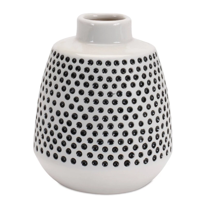 Black & White Bubbled Ceramic Bud Vase Set