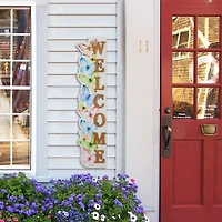 Glitzhome® 42" Wood Butterfly WELCOME Porch Sign
