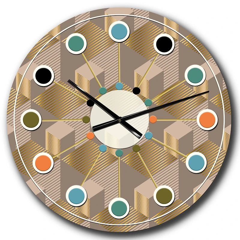 Designart 'Retro Square Design V Mid-Century Modern Wall Clock