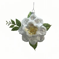 6.25" White Camellia Flower Glass Ornament by Ashland®