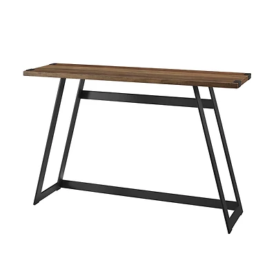 Walker Edison Reclaimed Barnwood Faux Wrap Modern Industrial Entry Table