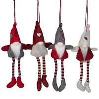 4ct. 8" Red & Gray Plush Gnome Ornaments