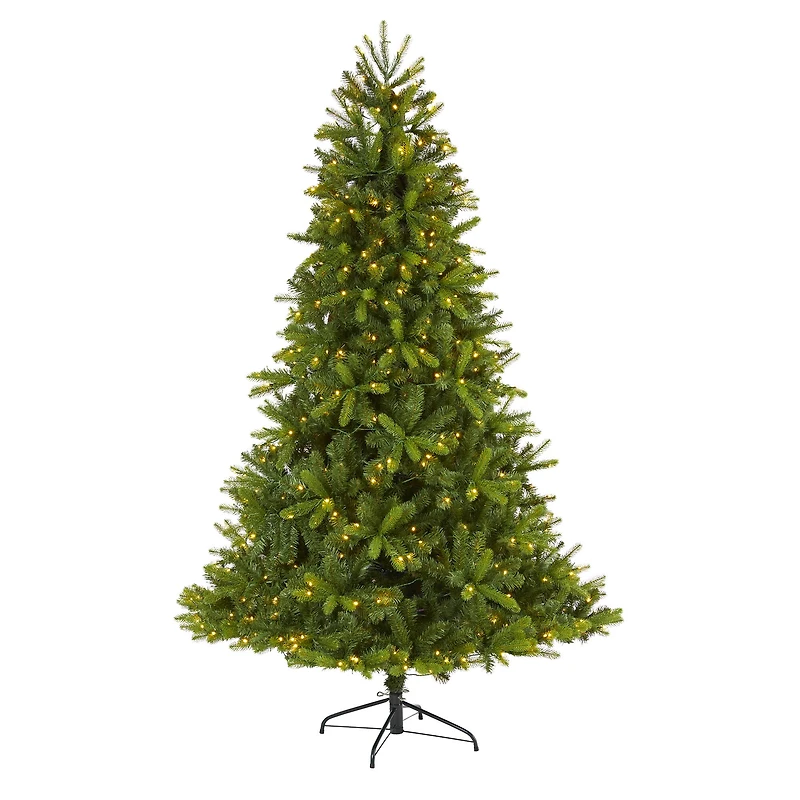 7ft. Pre-Lit New Haven Spruce Artificial Christmas Tree, Clear LED Lights