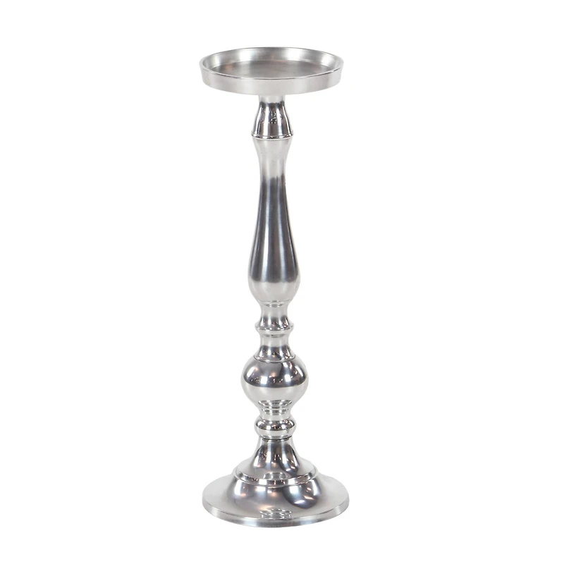 Silver Aluminum Traditional Candle Holder Set