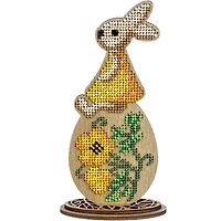 Wonderland Crafts Bunny Sitting on Yellow Egg Bead Embroidery on Wood Kit