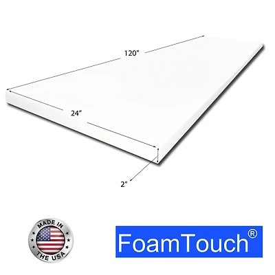 FoamTouch® 2" x 24" x 120" High Density Upholstery Foam