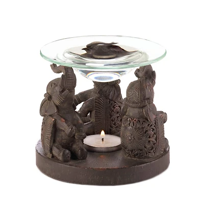 4" Ornate Elephant Triad Candle Oil Warmer