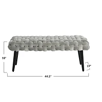 Hello Honey® Modern Boho Gray & Black Chunky Woven Velvet Bench