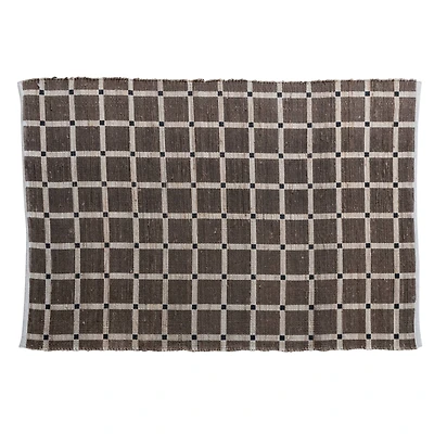 Hello Honey® Cotton and Jute Printed Rug with Grid Pattern