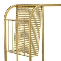 Hello Honey® 28'' Gold Metal Side Table with Magazine Rack and Glass Top