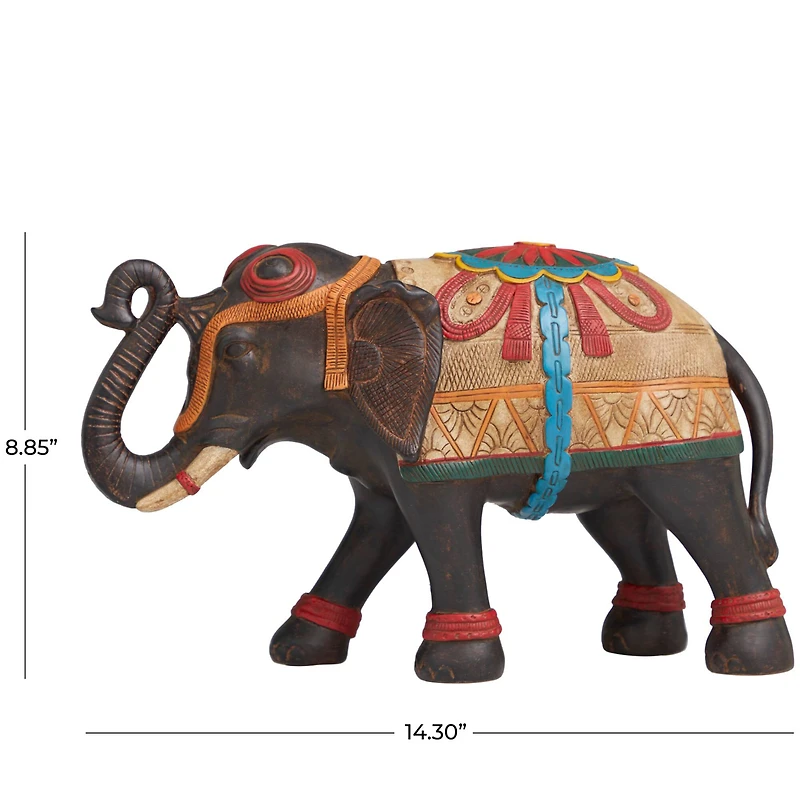 14.25" Intricate Standing Elephant Tabletop Sculpture
